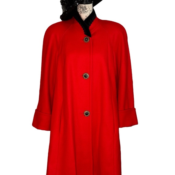JOFELD/Vintage Red Wool Coat/Wool Swing Coat/Size Small - Picture 2 of 7
